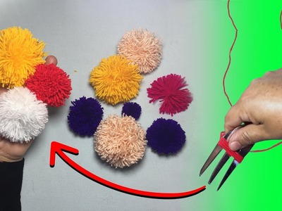 How to make pom pom using hand and fork | Quick way to make pom pom | Making by creativity with yarn