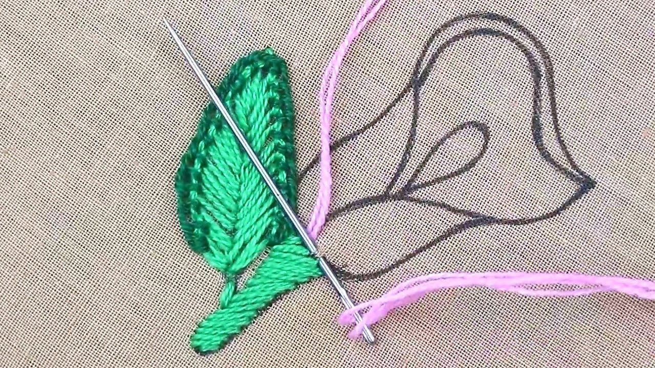 Well color combined easy embroidery for beginners on a modern flower embroidery pattern - simple