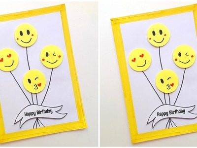 Easy Handmade Birthday Card Idea • Cute Emoji birthday greeting card • how to make birthday card diy