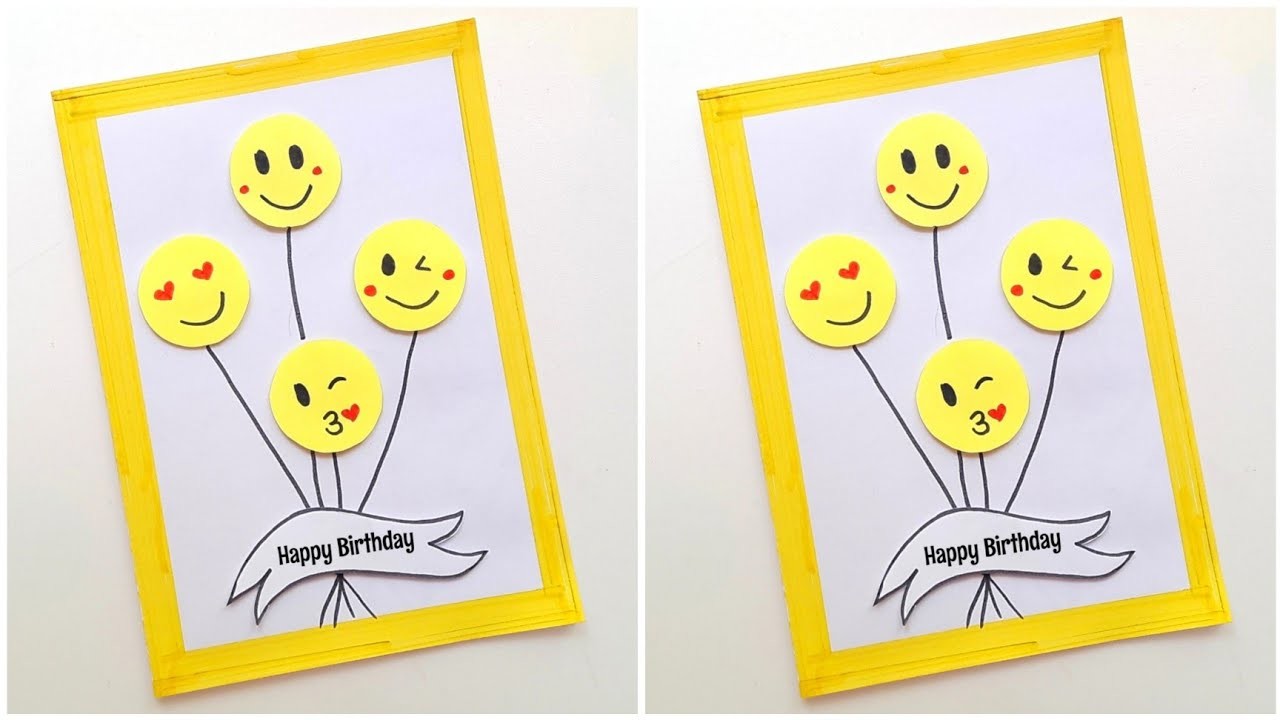 Easy Handmade Birthday Card Idea • Cute Emoji birthday greeting card • how to make birthday card diy