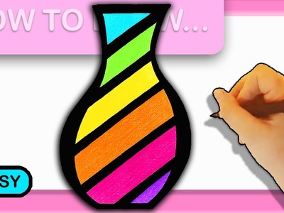 How To Draw A Simple Vase Easy To Draw Vase With Rainbow Colors