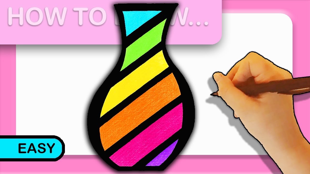 How To Draw A Simple Vase Easy To Draw Vase With Rainbow Colors