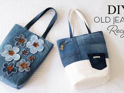 2Ideas DIY Old jeans recycle | Tote bag | Fast Speed Tutorial | Old Jeans Ideas