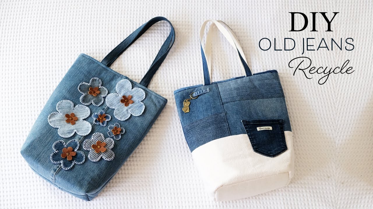 2Ideas DIY Old jeans recycle | Tote bag | Fast Speed Tutorial | Old Jeans Ideas