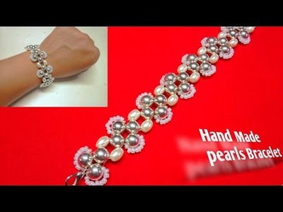DIY Simple And Easy Pearls Beaded Bracelat Making At Home.