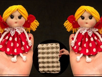 Doll out of fabric and the egg carton - a simple idea to make a toy!