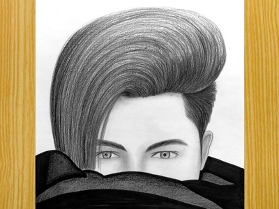 How to draw a beautiful boy with hidden face ( Easy Way ) | Hair Drawing | Face Drawing | cute BOy