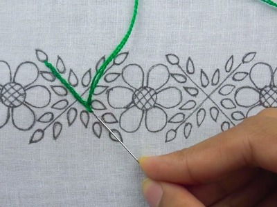 Most Beautiful Borderline Flower Hand Embroidery Tutorial, Super Border Flower Embroidery Design