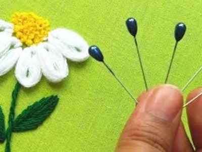 Super Easy Hand Embroidery design Trick With Hijab Pins| short flower making idea