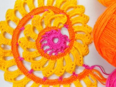 Crochet Spiral Pattern Into Flower Mandala, Place Mat,Pot Holders, Pattern For Dreamcatcher !!!