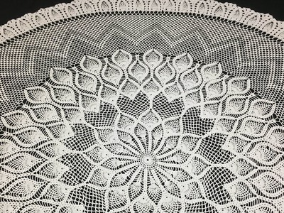 (#H-310)(parte13.15)(CANHOTO)-TOALHA de MESA CROCHE Pt ABACAXI-Pineapple Crochet Tablecloth(LEFTIES)