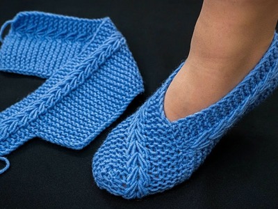 How to knit slippers with knitting needles - a detailed tutorial!