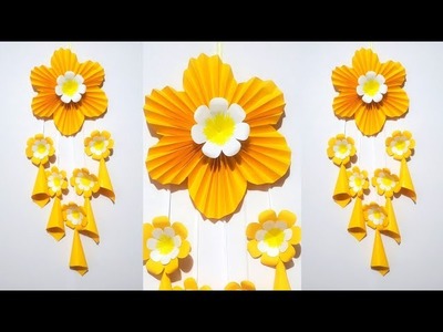 DIY ROOM DECOR IDEAS, PAPER FLOWER WALL HANGING, YELLOW FLOWER by CraftyCarry