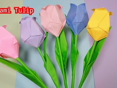 How To Make Origami Tulip ???? Flower Step by Step - Daily Art Craft