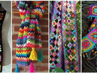 Newest version of women crochet flowers scarf patterns