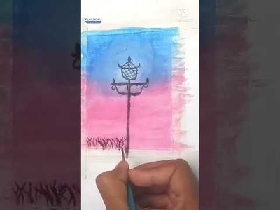 Acrylic Painting ????????.Step by Step Lamp and Pigeon Painting for Beginners #shorts #painting