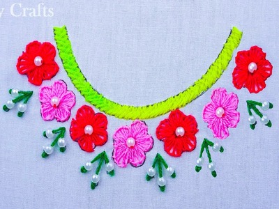 Amazing Neckline Hand Embroidery Stitch, Latest Neck  Embroidery Design For Dresses