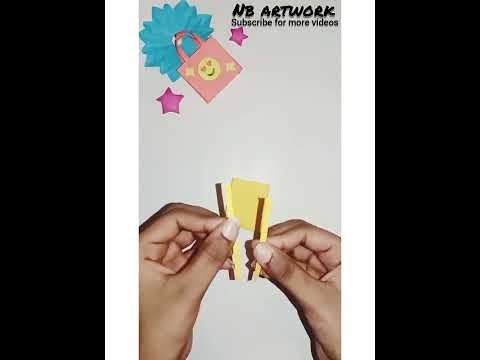 How to make mini paper bag????️.easy paper craft. #shorts
