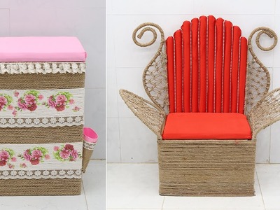 Best Out Of Waste Plastic Crate into Luxury Furniture, Jute Craft Ideas