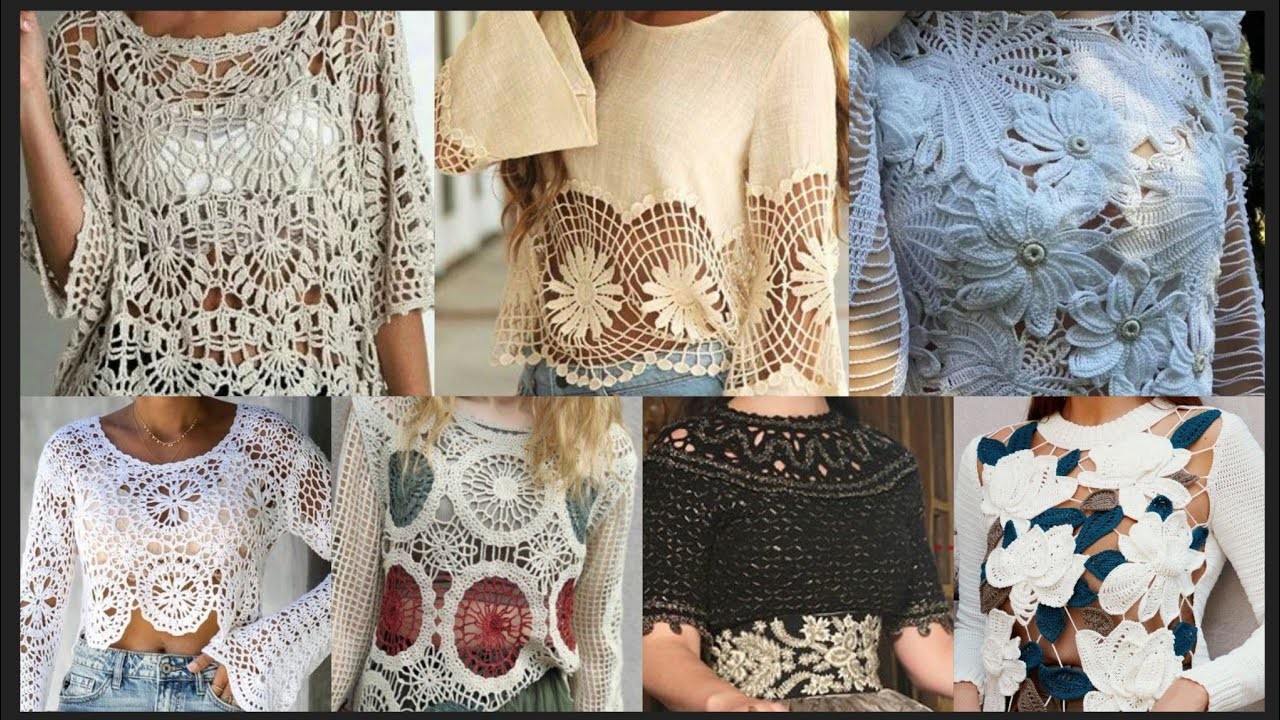 EXCLUSIVELY COLLECTION OF COTTON CROCHET KNITTED EMBROIDERED BLOUSE DESIGNS???? #latest #top #crochet