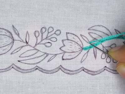 Hand Embroidery Elegant Borderline Embroidery for Dresses & Sharee, New Border Embroidery Design