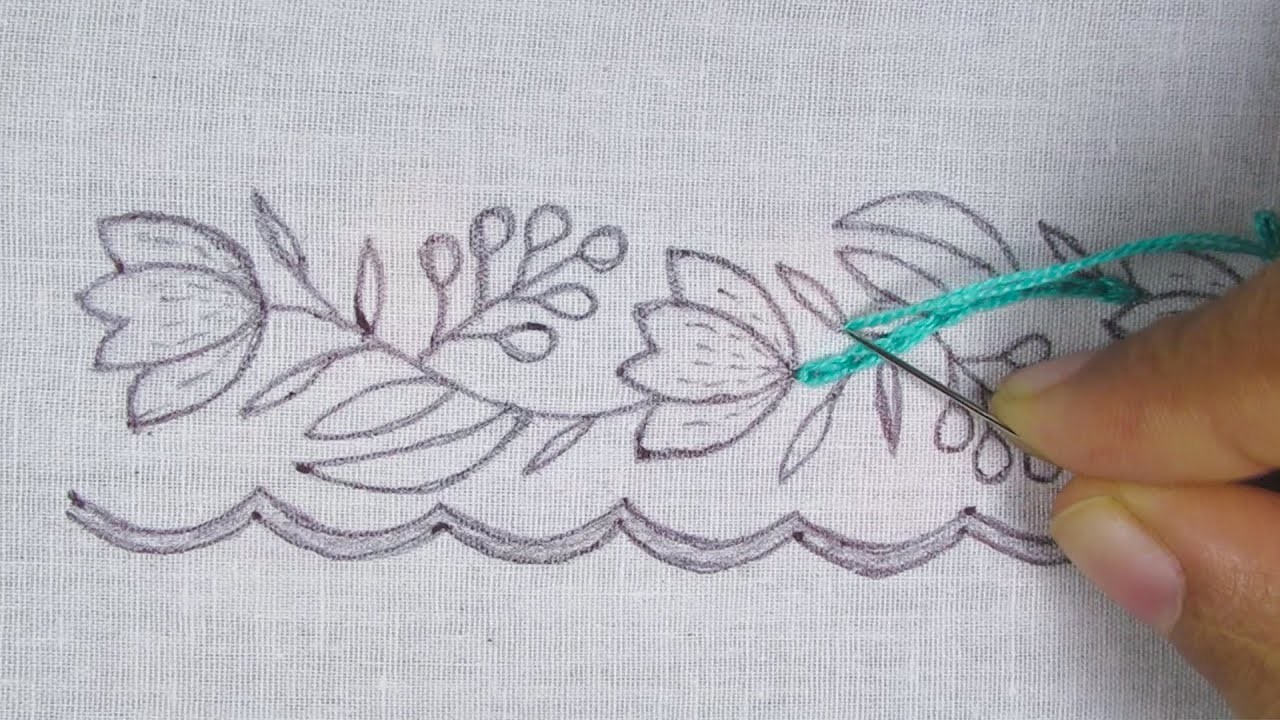 Hand Embroidery Elegant Borderline Embroidery for Dresses & Sharee, New Border Embroidery Design