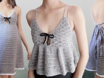 How to Crochet a Simple and Easy Peplum Top.dress | Penelope