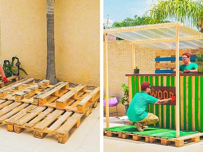 How to decorate your backyard space with old pallets || Cool DIY recycling ideas