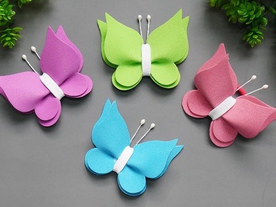 How To Make Paper Butterflies Very Easy????Glitter Foam Sheet Butterfly Hair Band????DIY Hair Clips