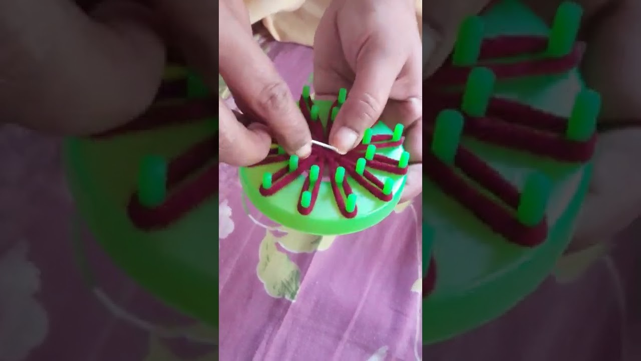 Stitching the flower in loom