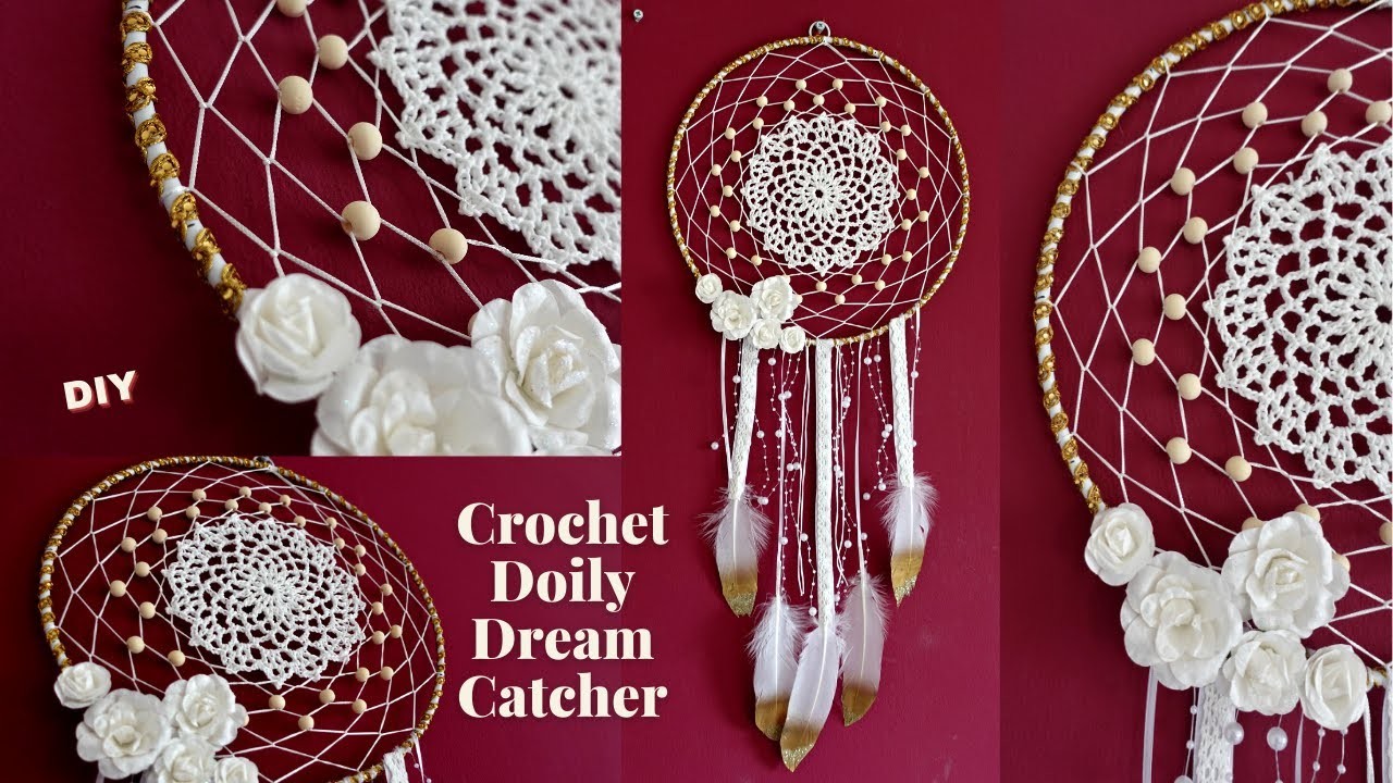 DIY Crochet Doily Dream Catcher | DIY Tutorial How To Attach Crochet Doily To Hoop For Dream Catcher