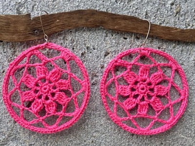 DIY Crochet Mandala Loop Earrings |by Crafty Camille