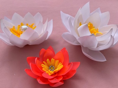 DIY || Lotus Satin Ribbon || Tutorial || D.I.Y.New Kanzashi  Lotus || Làm Hoa sen từ ruy băng