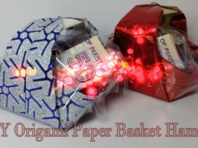 DIY Origami Paper Basket ????. Eid Mubarak Gift Ideas????. Origami Paper Craft Ideas. DIY Candy Basket????????
