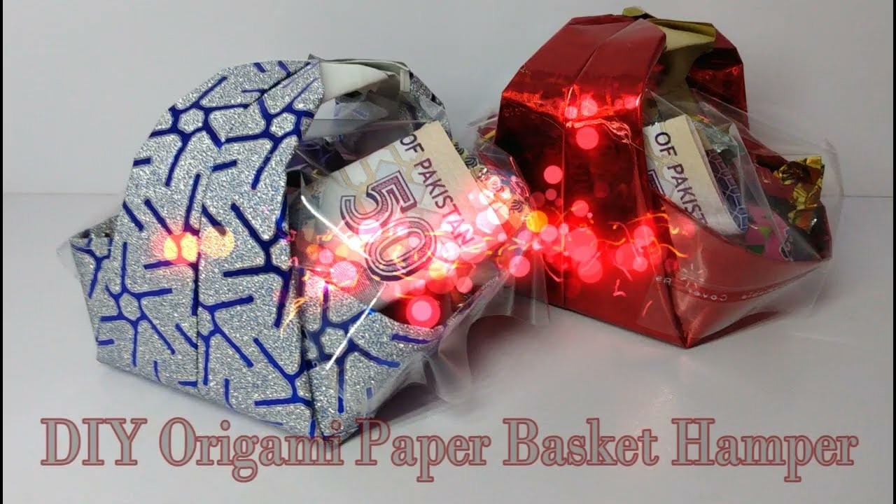 DIY Origami Paper Basket ????. Eid Mubarak Gift Ideas????. Origami Paper Craft Ideas. DIY Candy Basket????????