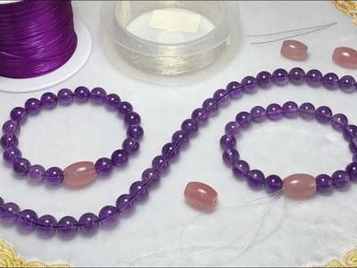 How to Make Mixed Crystal Beaded Bracelet? Amethyst and Rose Quartz