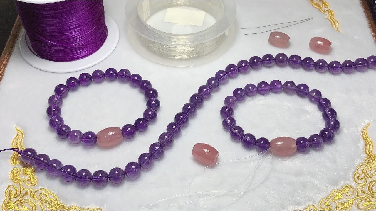 How to Make Mixed Crystal Beaded Bracelet? Amethyst and Rose Quartz