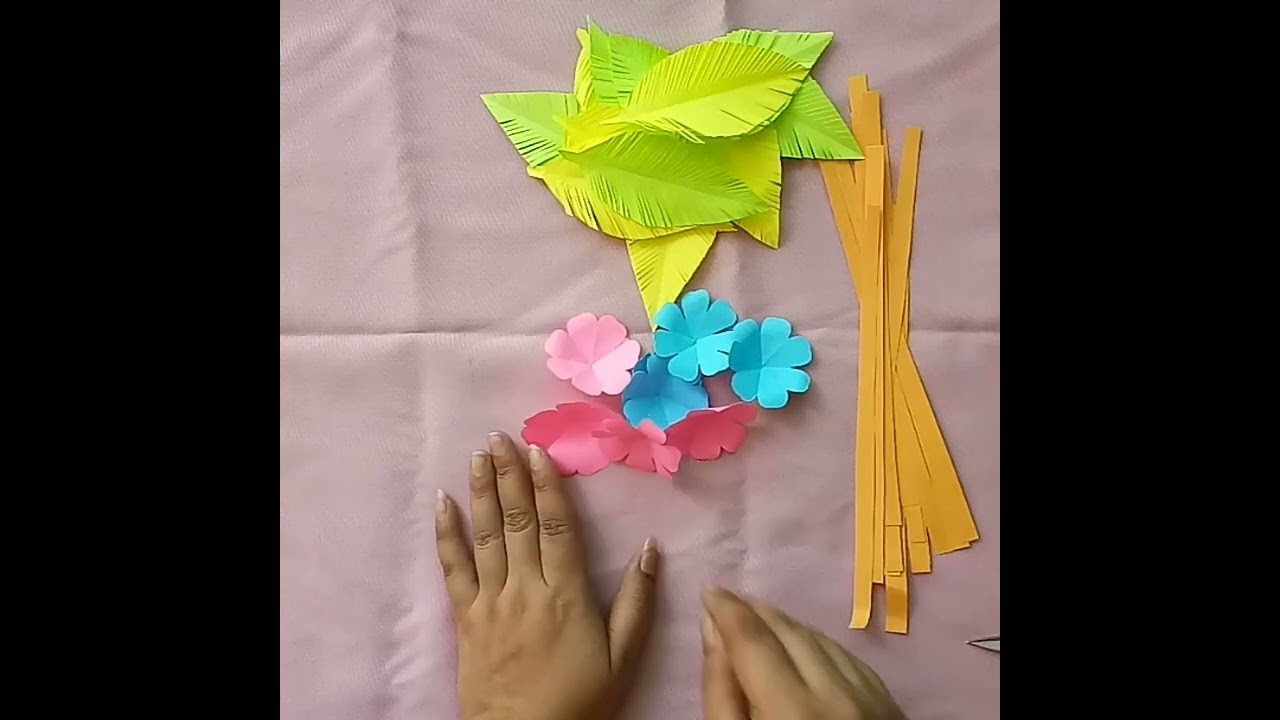 How to make paper flower craft.Paper craft.Wallhanging.Paper craft idea.????????Aman art and craft