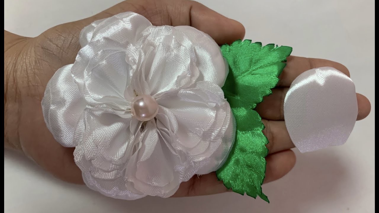 How to make satin ribbon roses, DIY ribbon rose, kanzashi rose tutorial, Làm hoa Hồng từ Ruy Băng