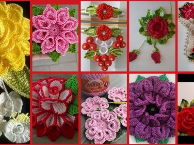 #top 50 Beautiful Crochet Embroidered colorful flowers free patterns
