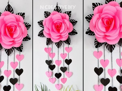 Unique Rose paper flower wall hanging craft | Paper craft for home decor | Diy Paper wall decoration