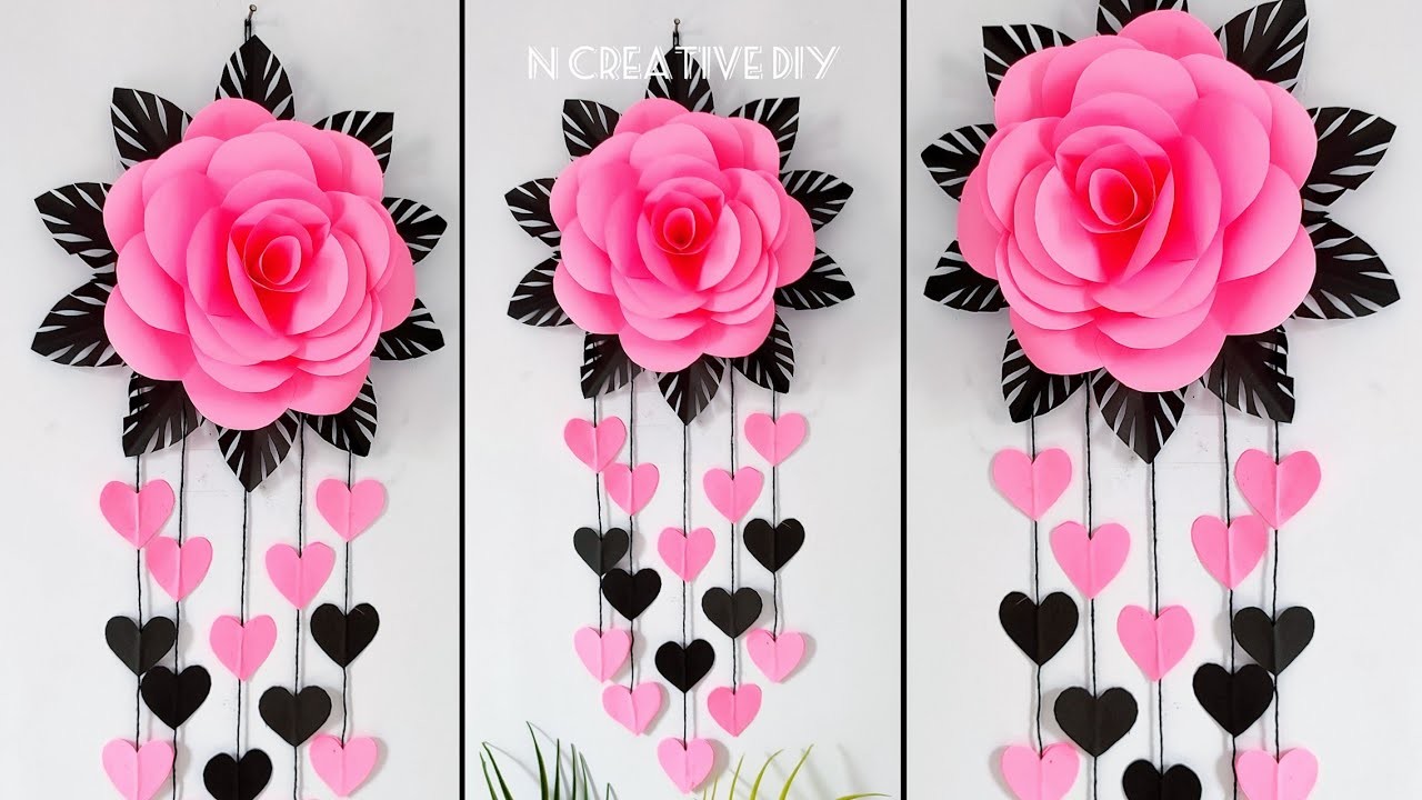Unique Rose paper flower wall hanging craft | Paper craft for home decor | Diy Paper wall decoration