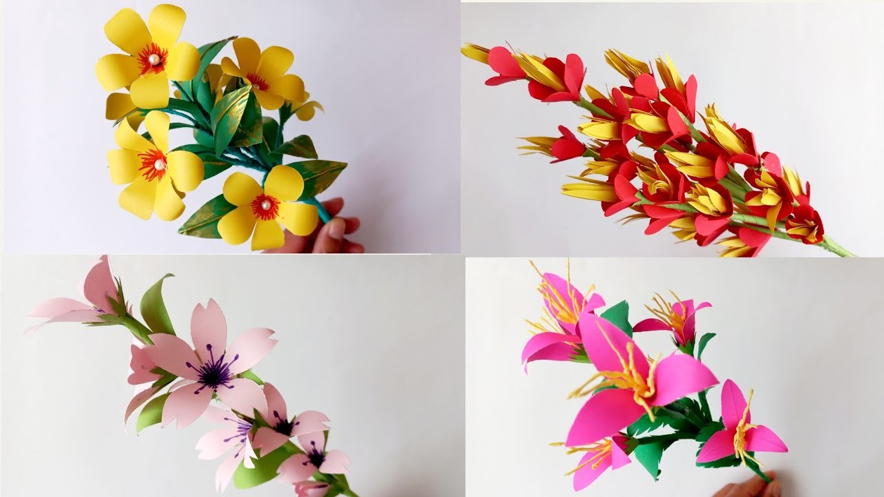 4 simple and beautiful paper flower || paper craft ideas