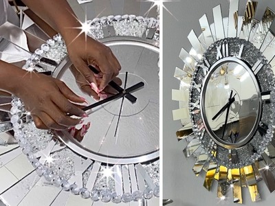 AMAZING DIY LARGE MIRROR Idea with Mirrors And Trays! DIY MIRROR WALL CLOCK
