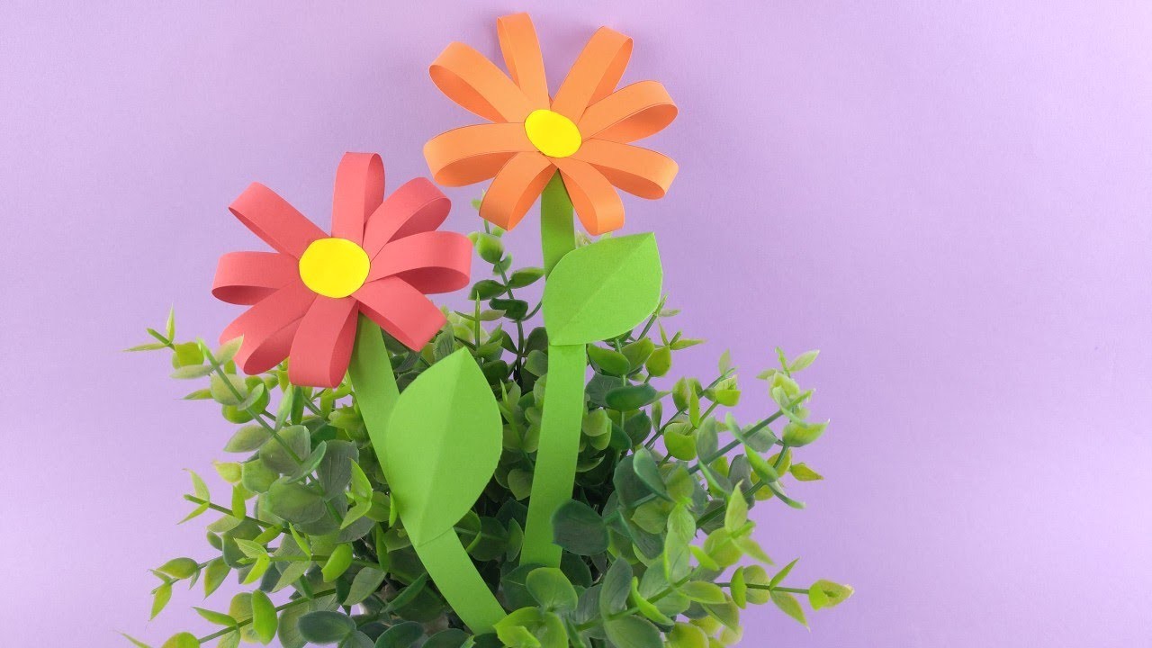 Amazing Folding Beautiful Monochrome Paper flower Ideas. Simple 8-petal Orange Flower Tutorials