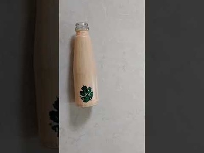 Bottle decoration craft.  ????❤️???? glass bottle painting idea.  bottle painting using leaf. leaf art.