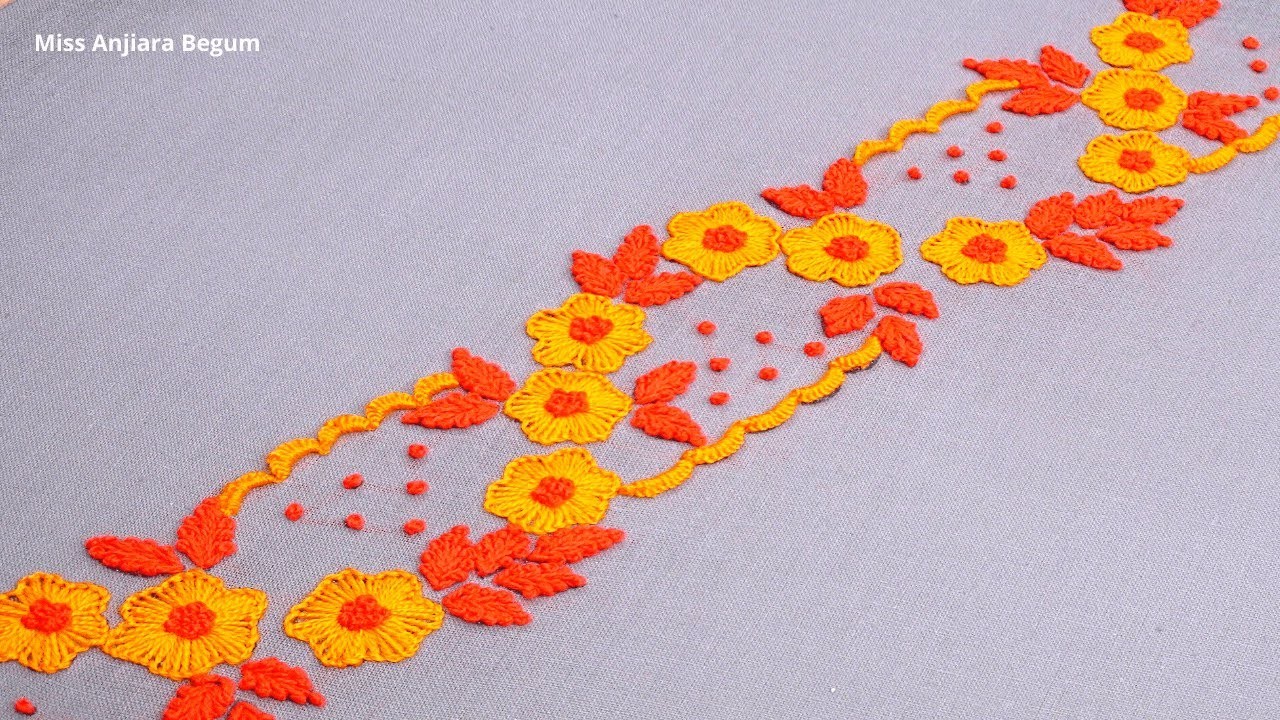 Hand Embroidery Beautiful Border Design New, Miss Anjiara Begum