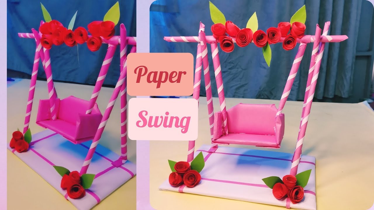 HOW TO MAKE LITTLE PAPER SWING FOR KIDS TO PLAY. ORIGAMI SWING FOR KIDS
