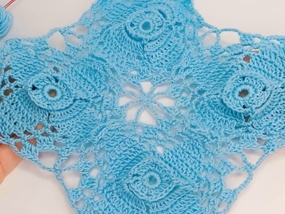 ¡SEA FOAM! square crochet flower pattern #crochet #knitting