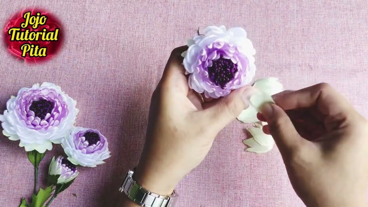 DIY | Tutorial Making Satin Ribbons Flower Easy | Tutorial bunga dari pita satin